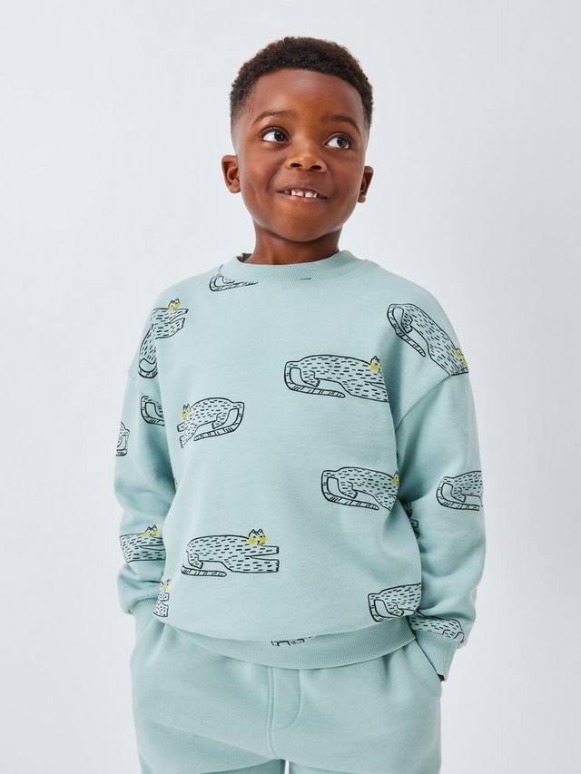 

Детский свитшот с принтом кошки John Lewis, Light Blue