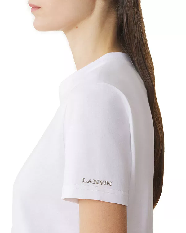 Хлопковая футболка с ленточкой Lanvin, белый — фото 4