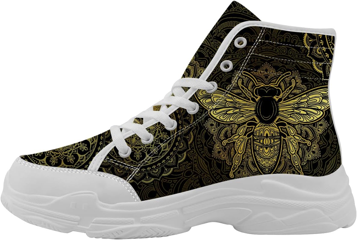 

Высокие кеды Bee для женщин и мужчин, на шнуровке, из холщовой ткани, теннисные туфли, подарок для нее и для него Quorax, черный