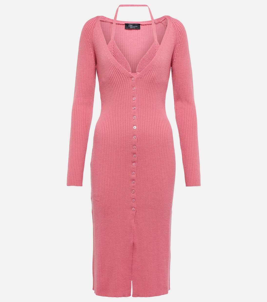 

Платье и бюстгальтер из шерсти в рубчик Blumarine, Bubblegum