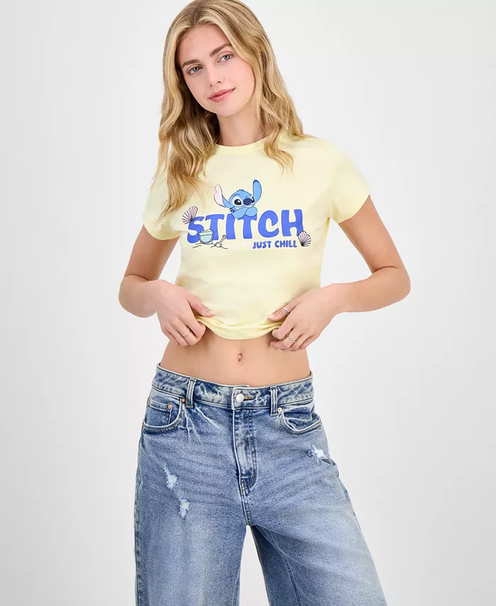 

Молодежная футболка Stitch Beachy с коротким рукавом и боковыми затяжками Disney, желтый