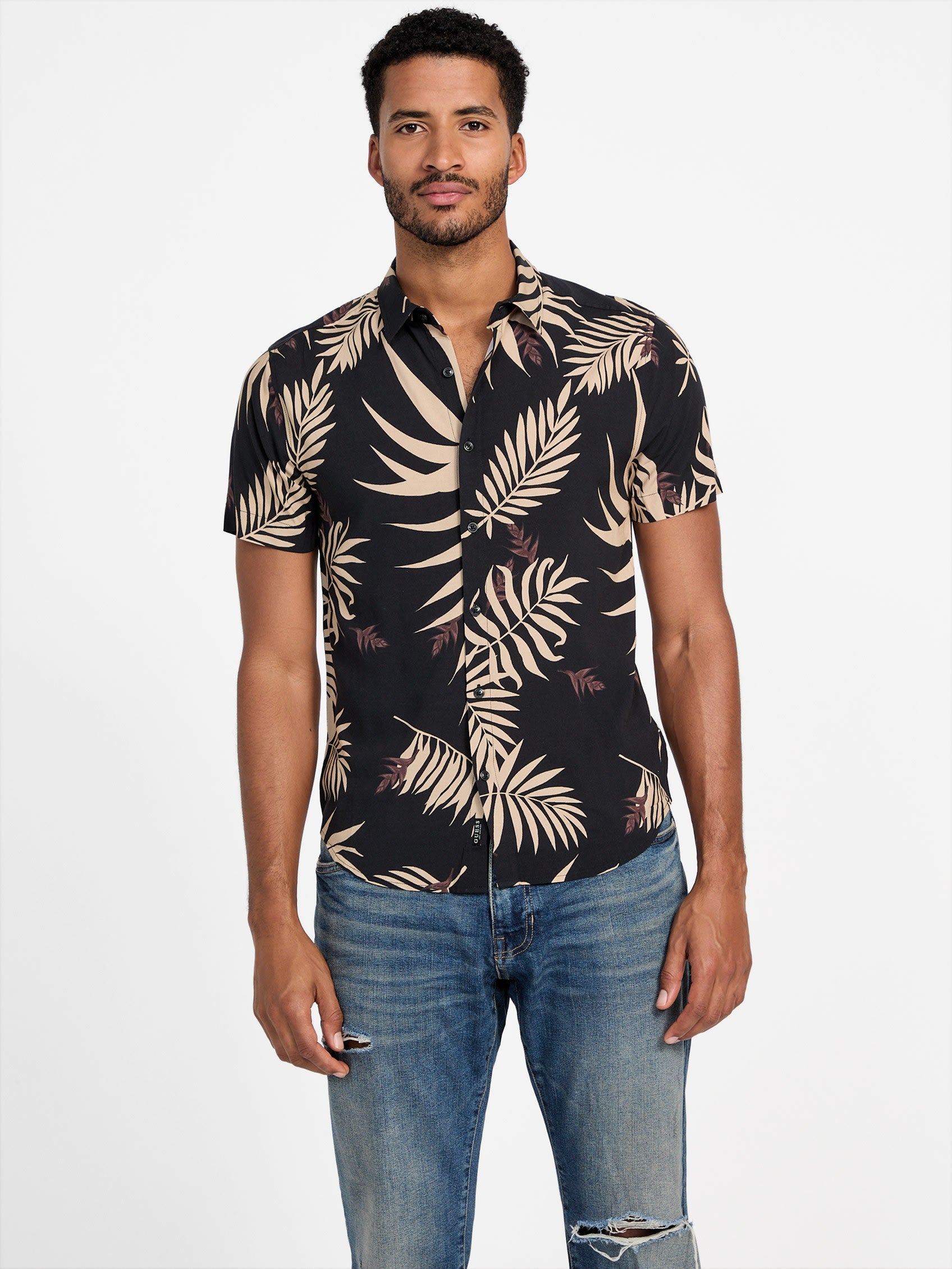 

Рубашка Messi Palm с короткими рукавами Guess Factory, черный
