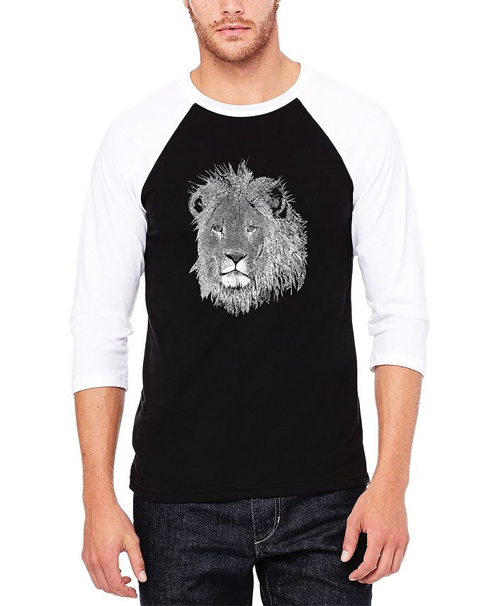 

Мужская бейсбольная футболка реглан Word Art Lion LA Pop Art, цвет Black and White