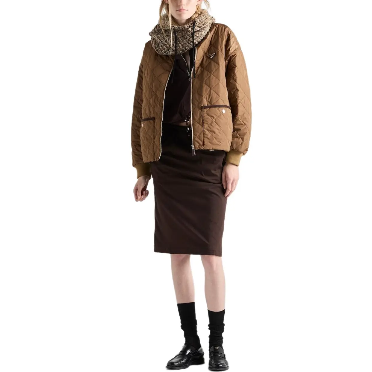 Prada Куртки женские, пробковые, бежевые, с круглым вырезом, средней толщины, другие — фото 2