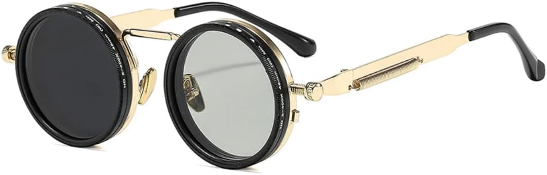 

Ретро круглые панк-солнцезащитные очки для мужчин и женщин для занятий спортом на открытом воздухе, защита от УФ-излучения UV400, регулируемые солнцезащитные очки с затемнением TVTBBVV, Golden-2