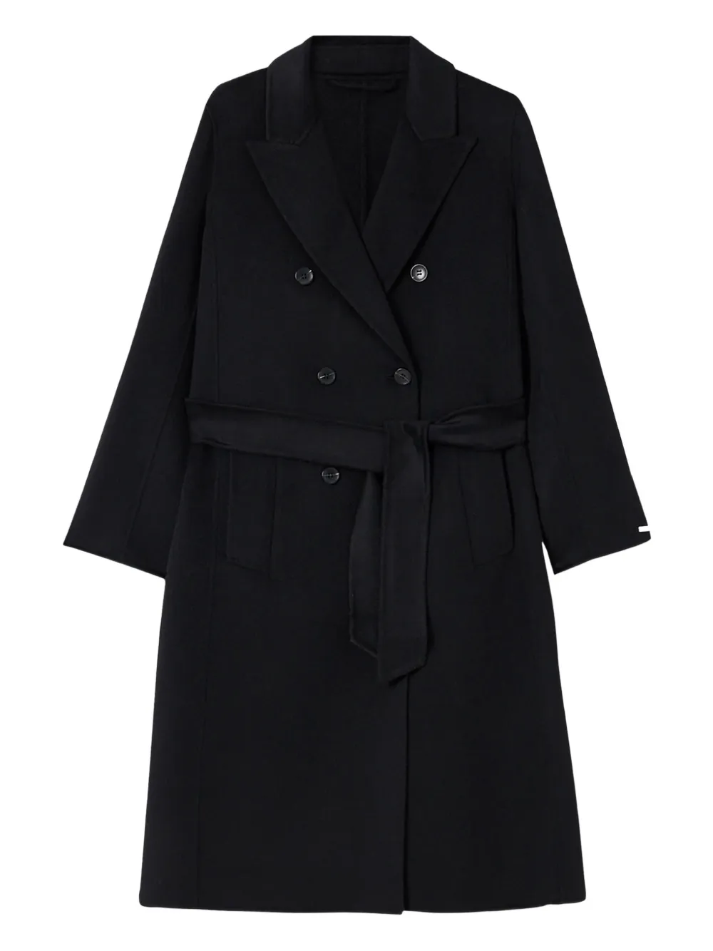

Двубортное пальто с поясом Marella, черный