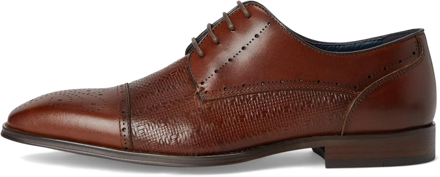 Мужские ботинки Oxford Stacy Adams Silsbury Cap Toe на шнуровке, коньячный — фото 4