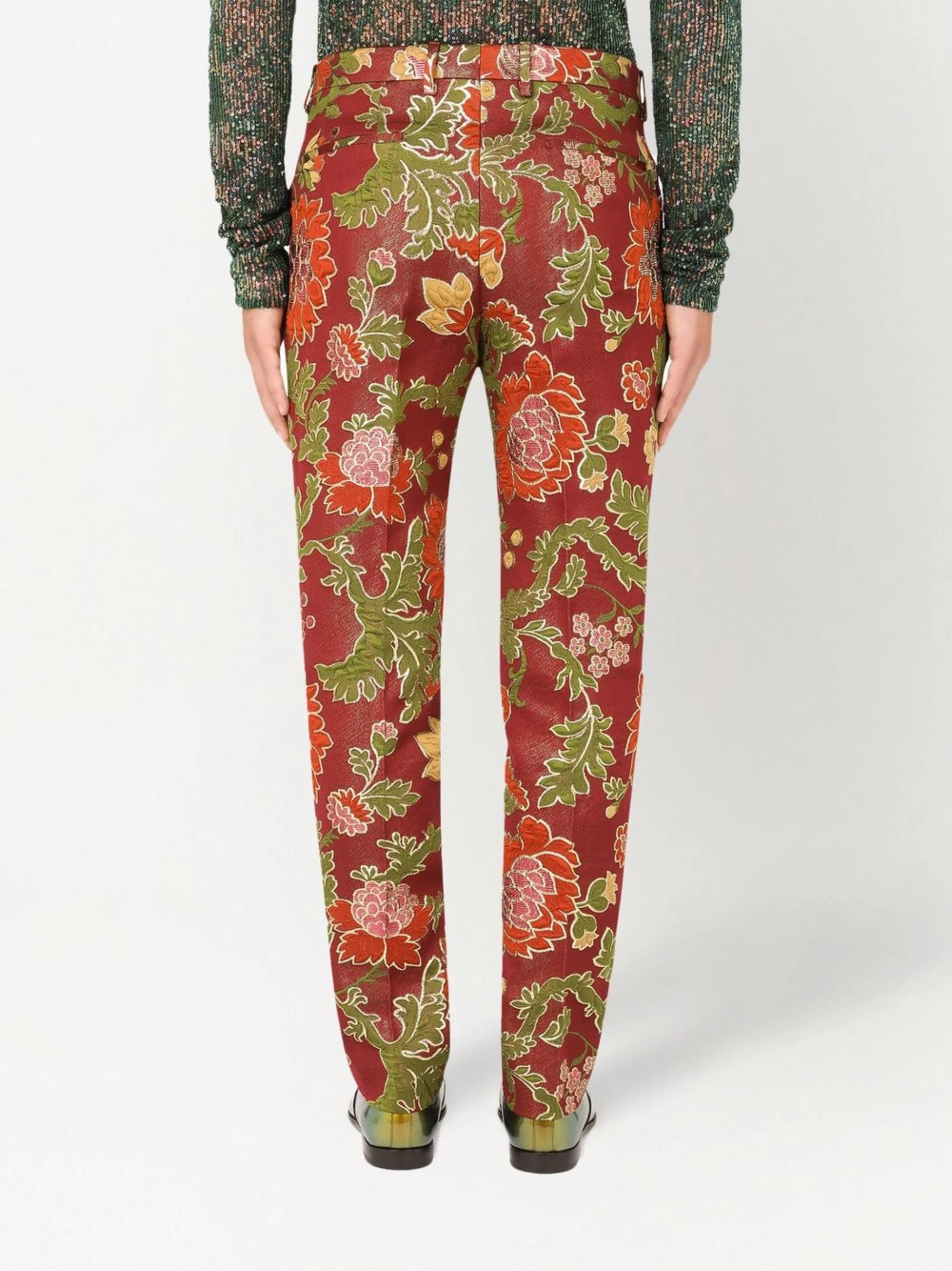 Строгие брюки с жаккардовым узором Dolce & Gabbana, красный — фото 4