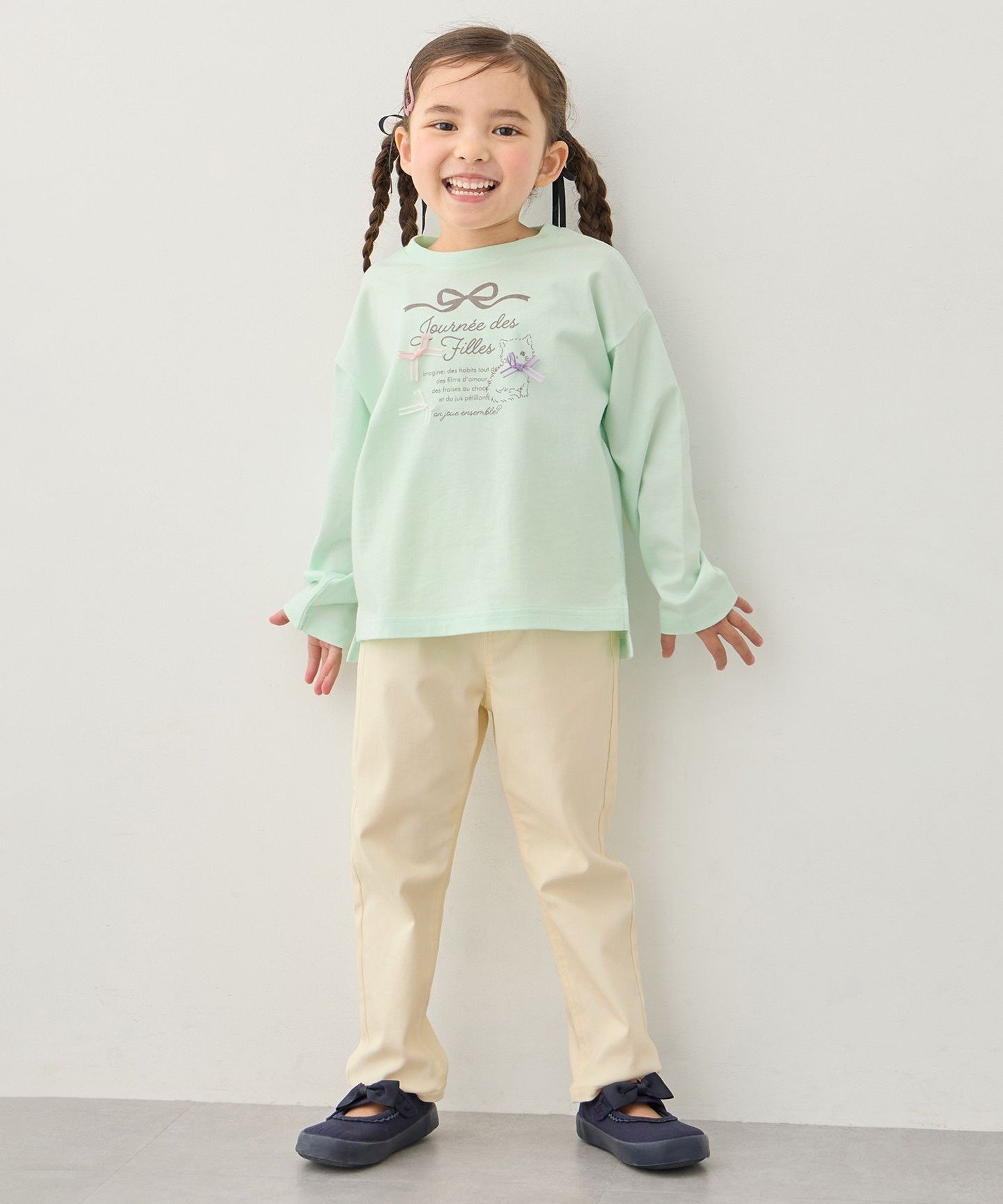 Эластичные штаны Tokimeki в виде кошек ANY KIDS, Ecru [002] — фото 2