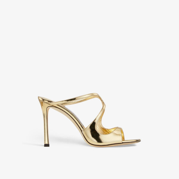 

Босоножки Anise 95 на каблуке из кожи жидкого золота Jimmy Choo, желтый