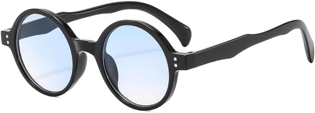 

Винтажные круглые солнцезащитные очки с модными заклепками для женщин, роскошные мужские очки для активного отдыха, путешествий, рыбалки, защита от УФ-излучения UV400 TVTBBVV, Black Blue