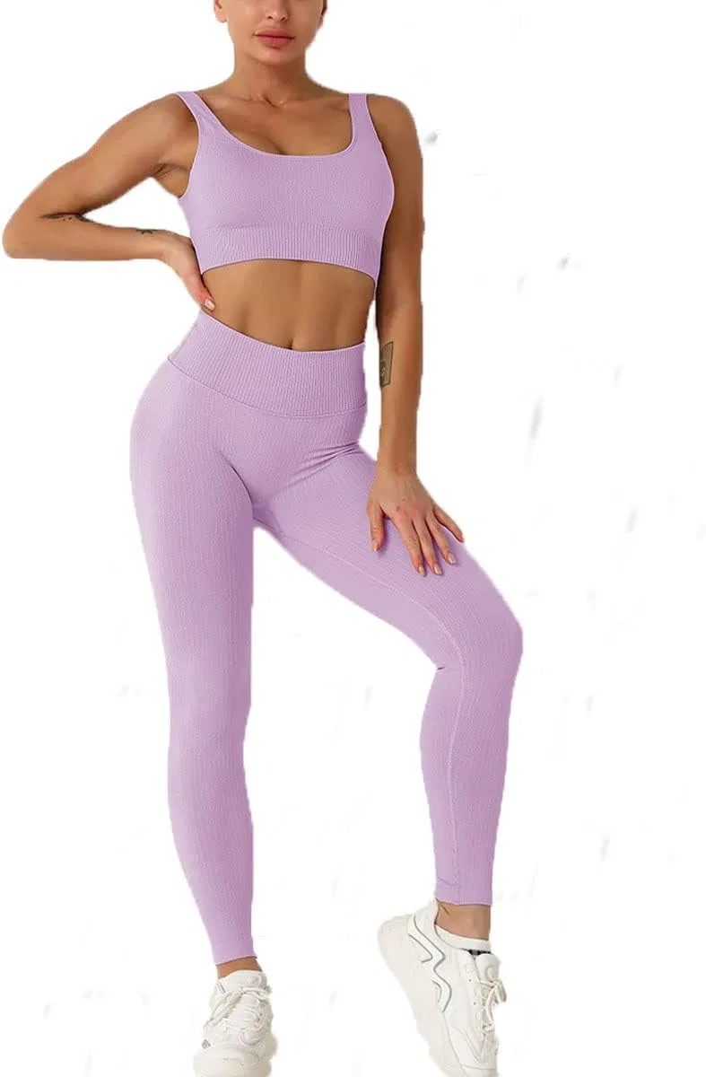 Женский спортивный комплект Yoga Leggings Butt Lifters Pink Purple