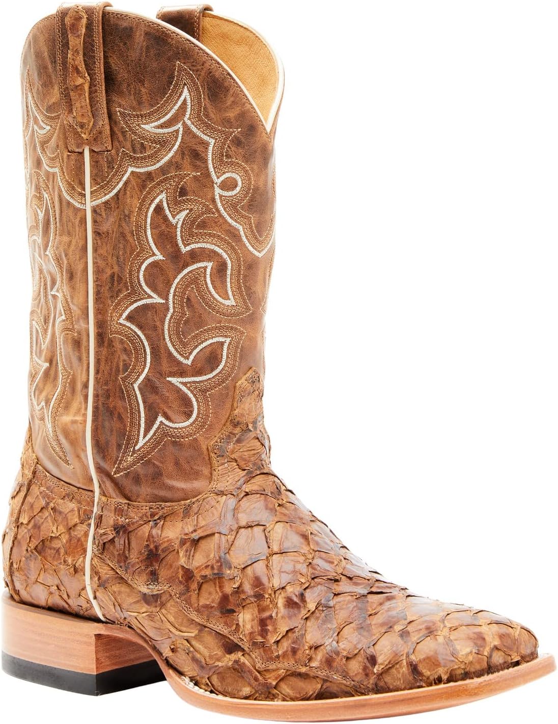 

Мужские западные сапоги Cody James из экзотической кожи пираруку с широкой квадратной ноской - Bbme-119, коричневый