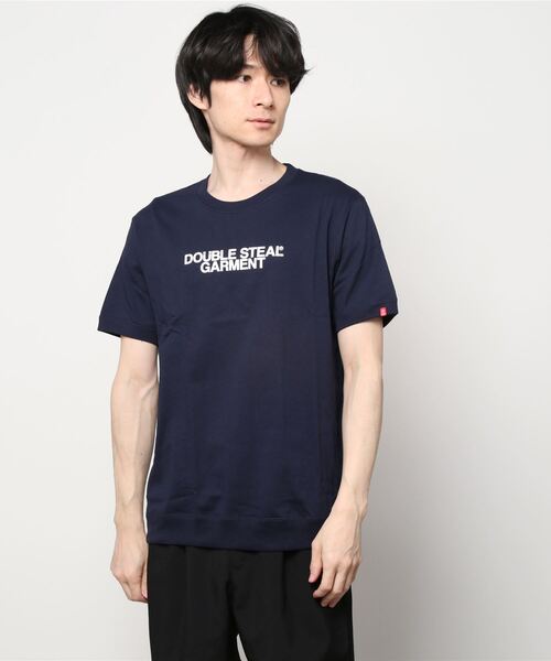 

Футболка с круглым вырезом и ребристой отделкой DOUBLE STEAL, темно-синий