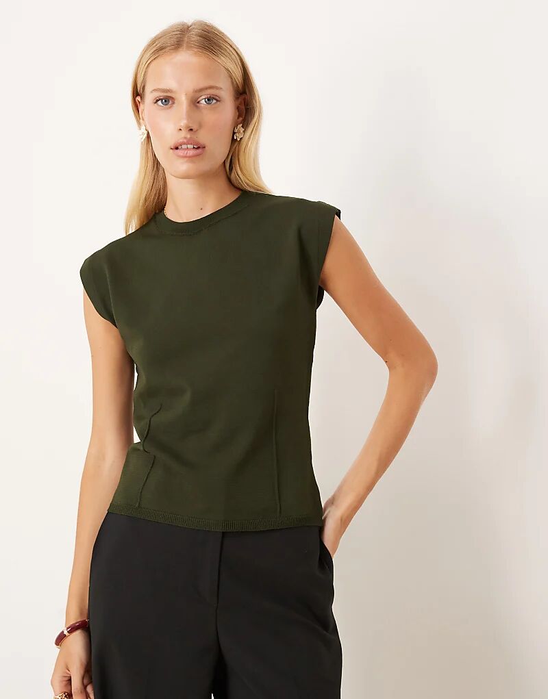 

Майка-борцовка ASOS DESIGN с корсетом и структурированным трикотажем оливкового цвета