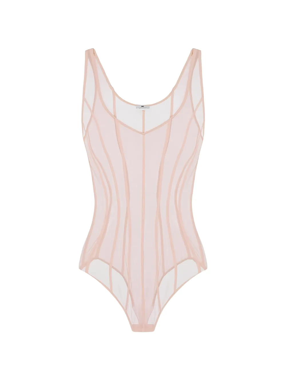 

Сетчатое боди из тюля Elisabetta Franchi, бежевый