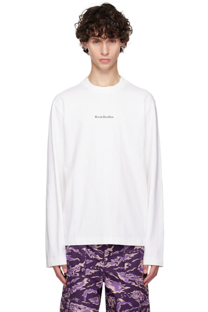 

Белая футболка с длинным рукавом и принтом логотипа Acne Studios