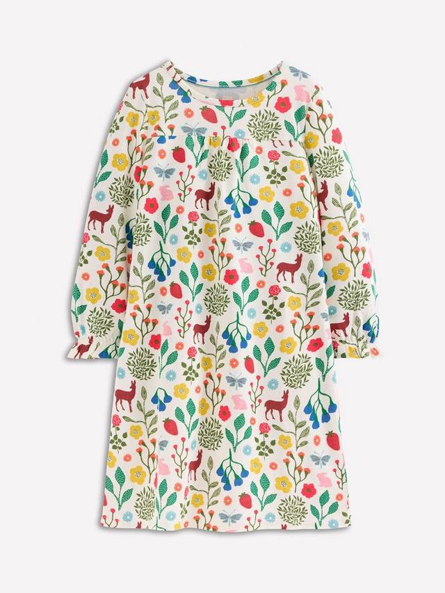 

Детская ночная сорочка с длинными рукавами из хлопковой смеси Mini Boden, Ivory Woodland Walk