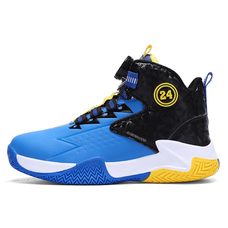 

Высокие детские баскетбольные кроссовки с противоскользящей амортизацией, устойчивостью к истиранию и поддержкой для отскока ROBINHOOD, royal синий
