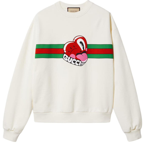 

Свитер cotton jersey sweatshirt with print 'off white' Gucci, белый