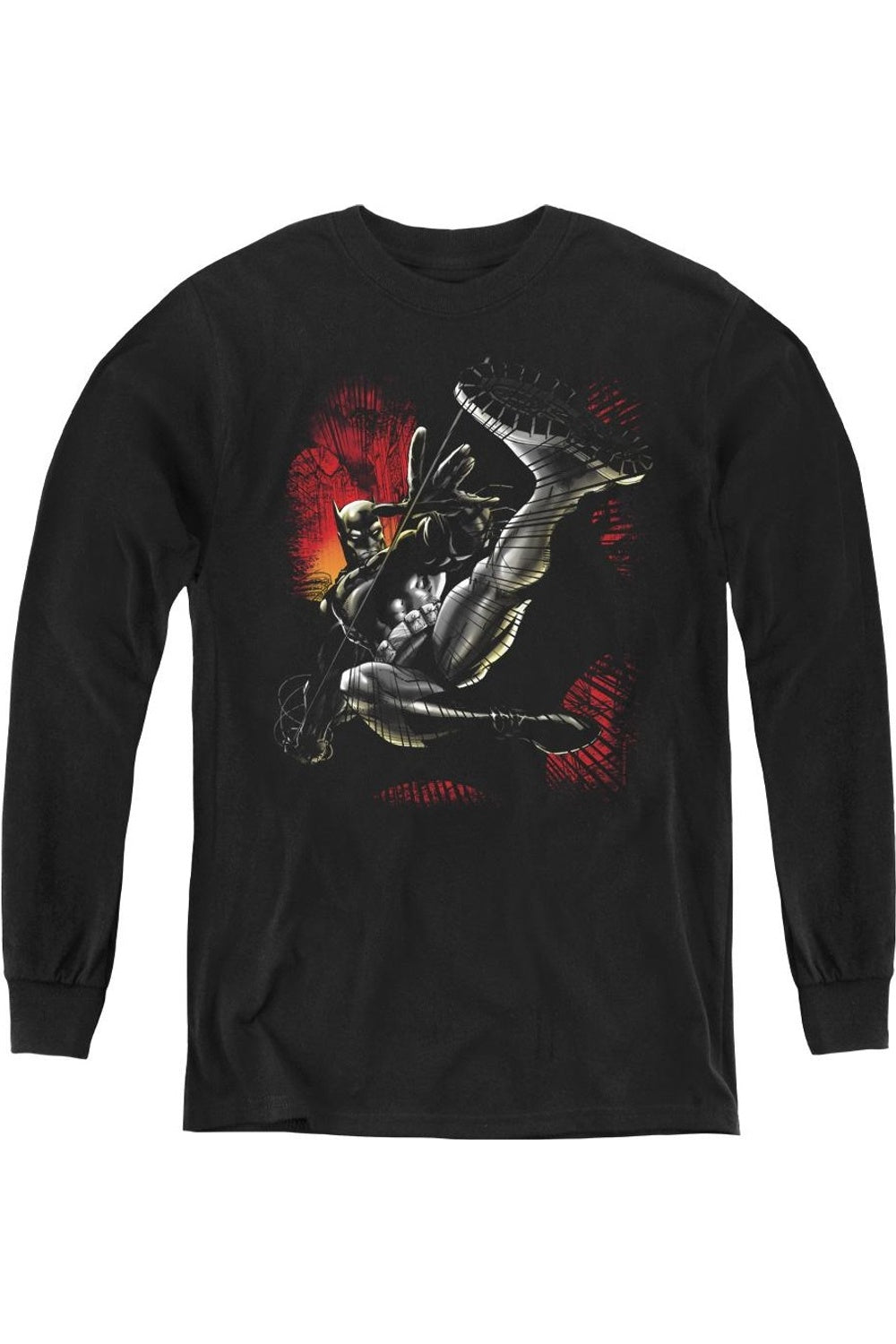 

Футболка с длинным рукавом для детей Batman Kick Swing Gildan, черный