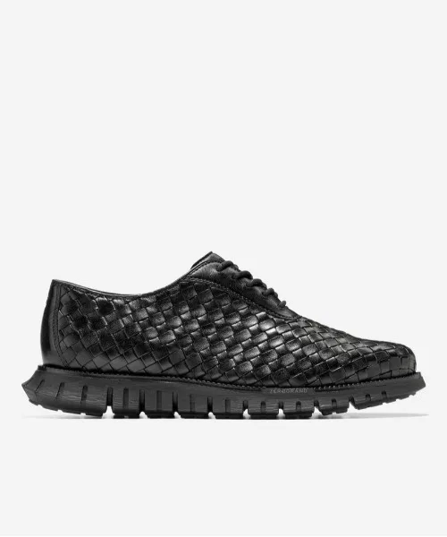 Мужские туфли оксфорды Cole Haan из кожи с плетением ZeroGrand чёрные