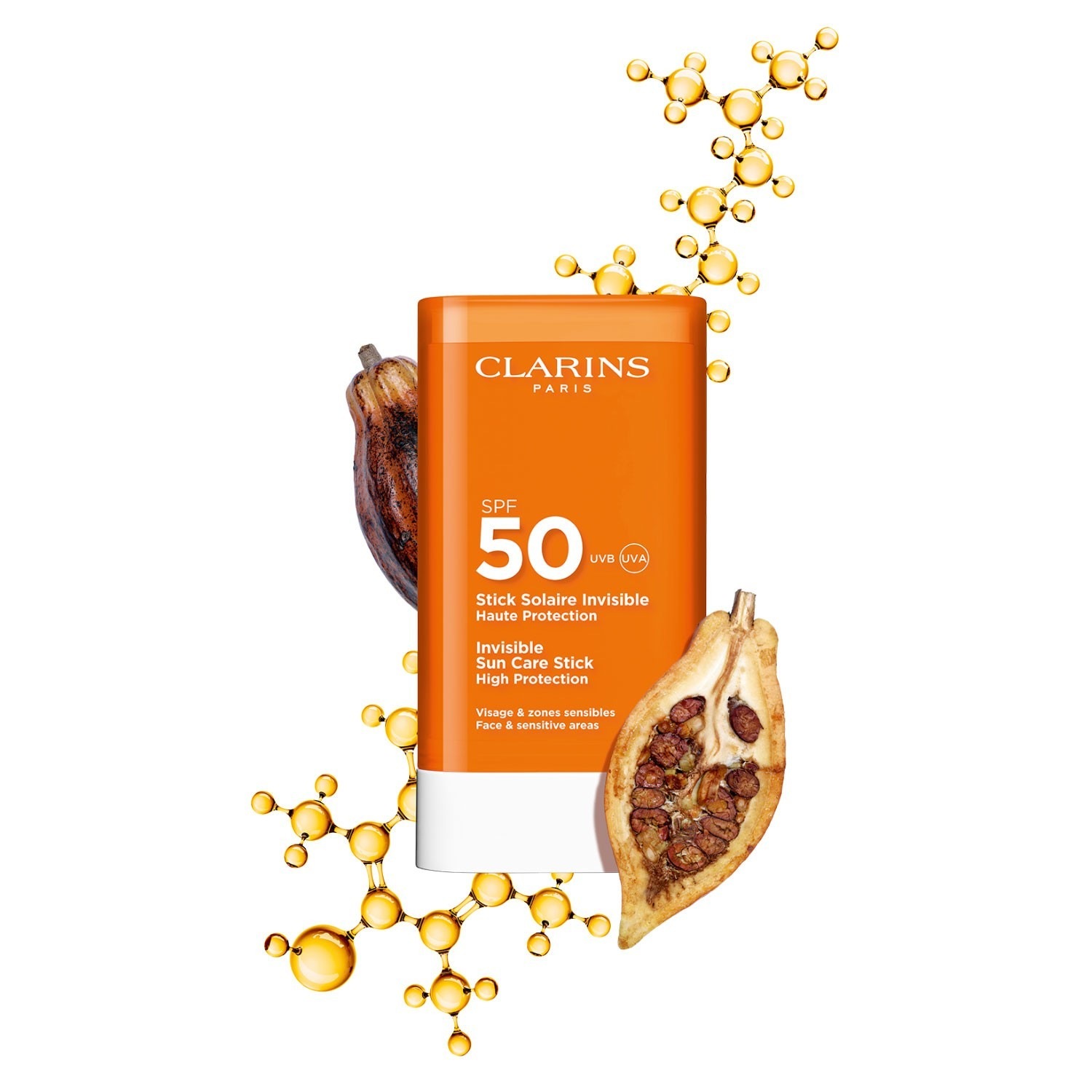 Солнцезащитный крем sun care stick solaire invisible visage spf 50 Clarins, вес 17 гр. — фото 2