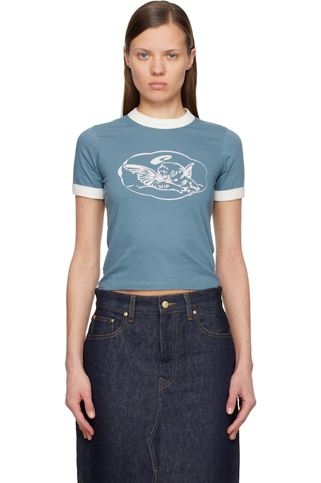 

Carhartt Work In Progress Синяя футболка с контрастной отделкой, вызывающая воспоминания