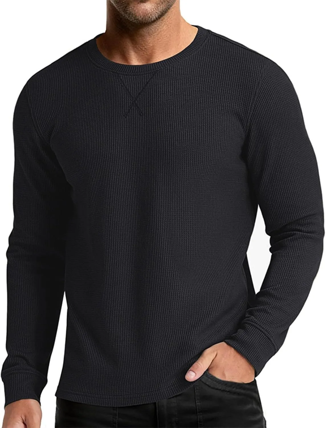 Мужская термофутболка-поло с вафельной текстурой, легкая, slim fit — фото 2