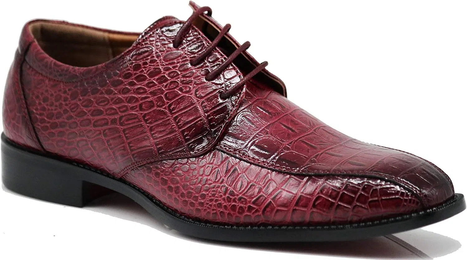 Мужские оксфорды Enzo Romeo Gator3N с принтом под крокодиловую кожу, на шнуровке, Burgundy Red