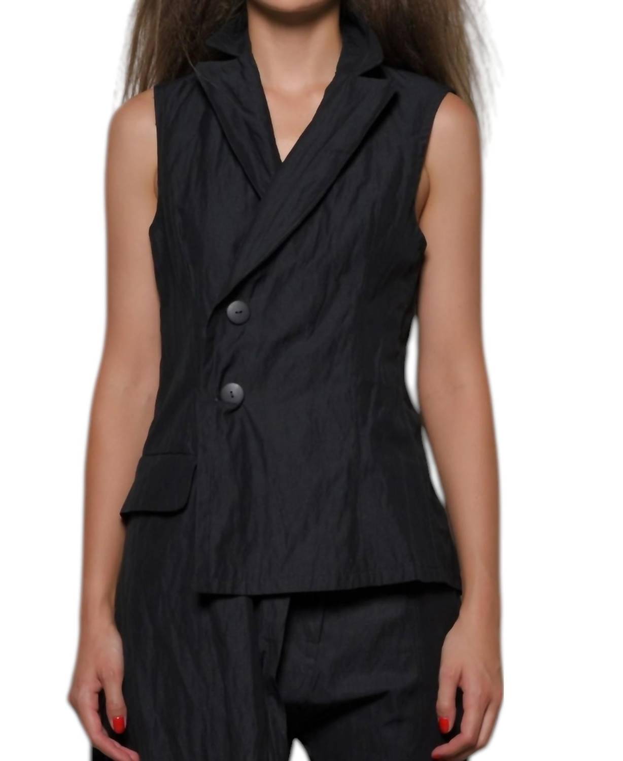 

Черный асимметричный жилет с неровным краем Simply Mila