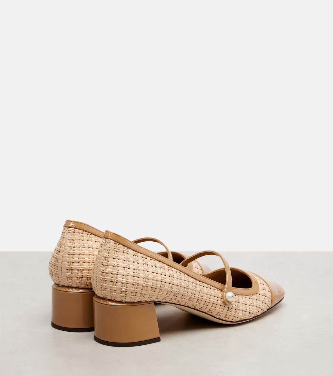 Туфли Mary Jane Elisa 45 с эффектом рафии Jimmy Choo, Cappuccino/ Natural — фото 2