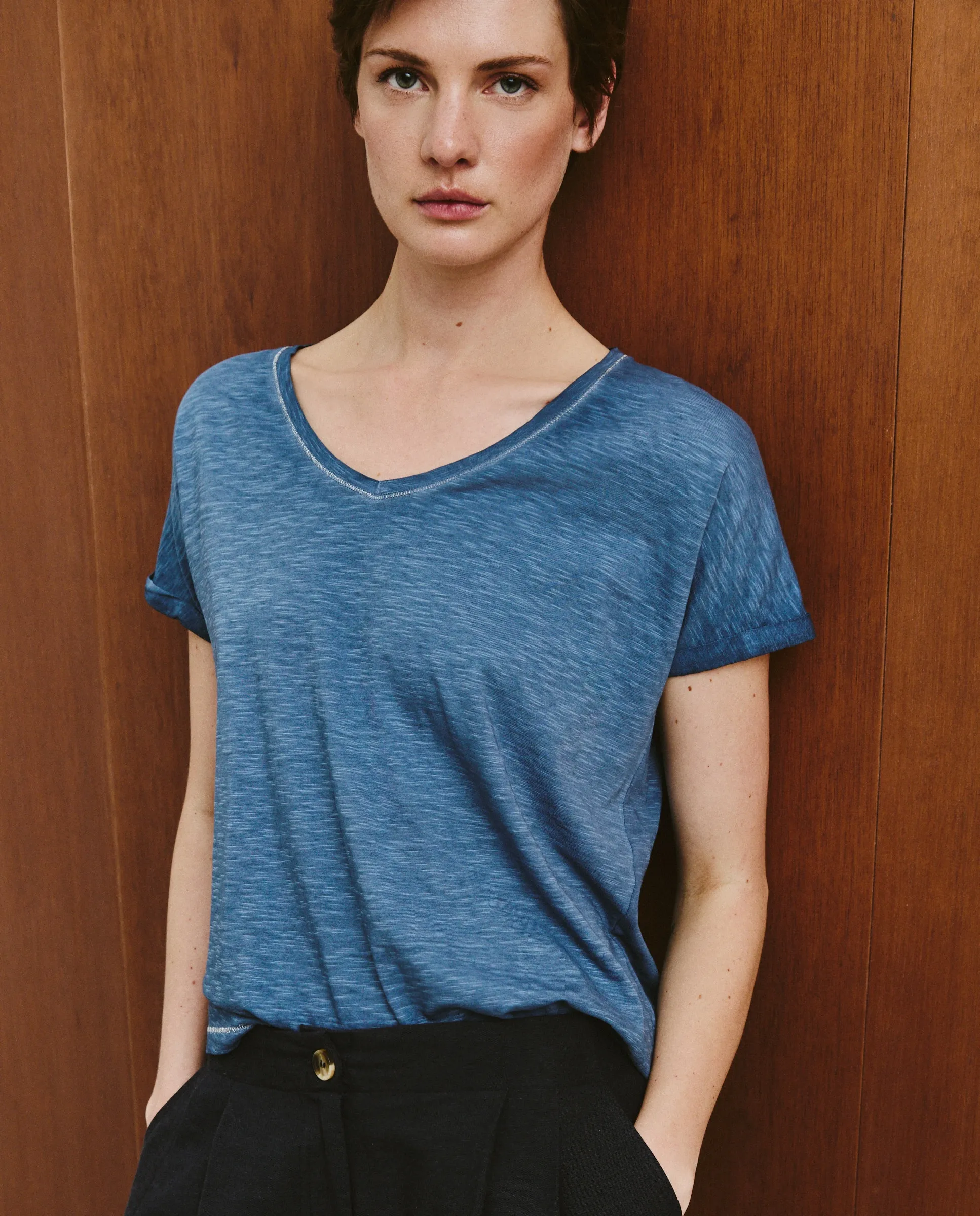 

Женская футболка с коротким рукавом красивый краситель Southern Cotton, индиго