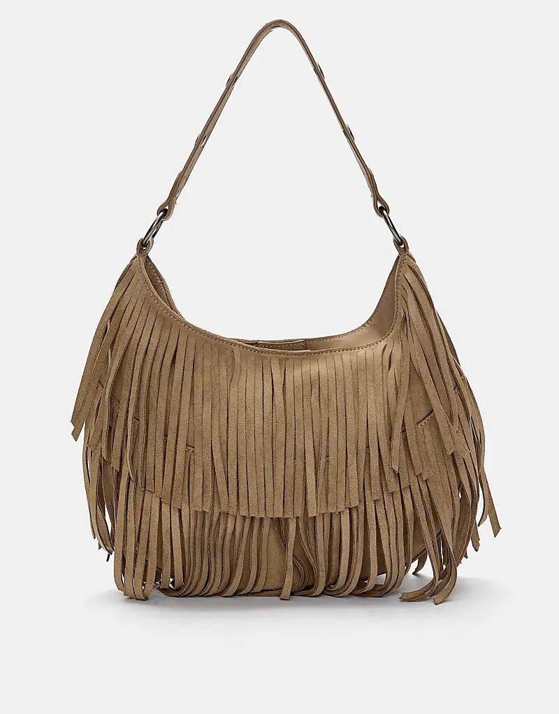 

Сумка через плечо Pull&Bear с бахромой коричневого цвета