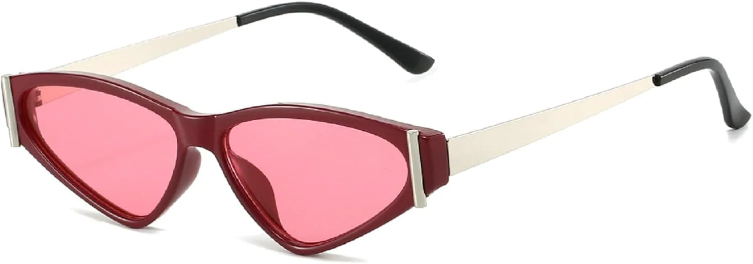 

Солнцезащитные очки «кошачий глаз» для женщин, 2025 год, роскошные модные солнцезащитные очки в металлической оправе, винтажные очки для женщин mincl, Red