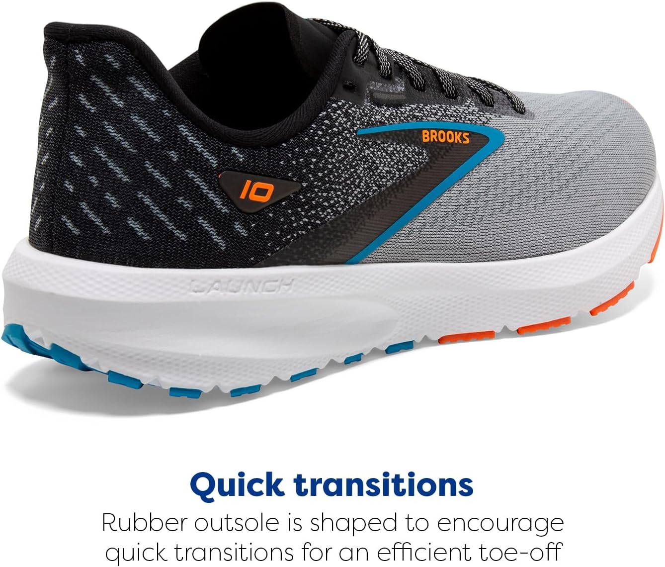Мужские нейтральные беговые кроссовки Brooks Launch 10, черный/оранжевый/серый — фото 3