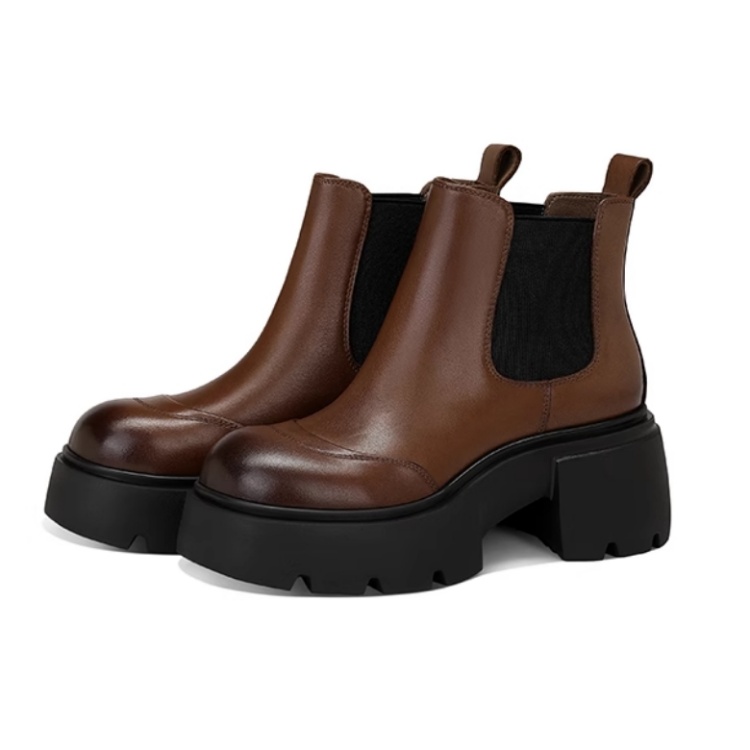 JESSICA SOPHIA Ботинки в стиле сигаретной пачки короткие челси на каблуке 6 см женские Maple Leaf Brown, цвет Maple Leaf Brown — фото 3