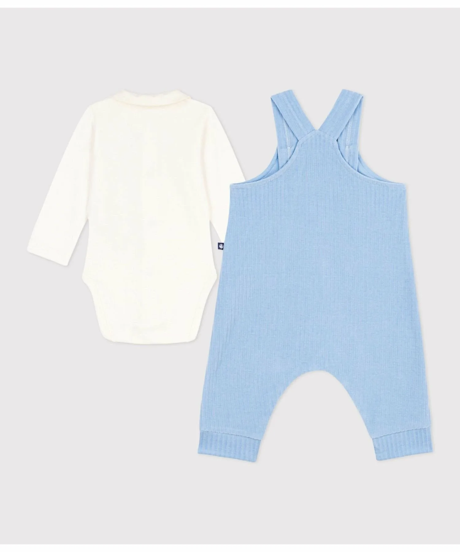 Детский велюровый комплект из 2 предметов PETIT BATEAU, Light Blue/Off White — фото 3