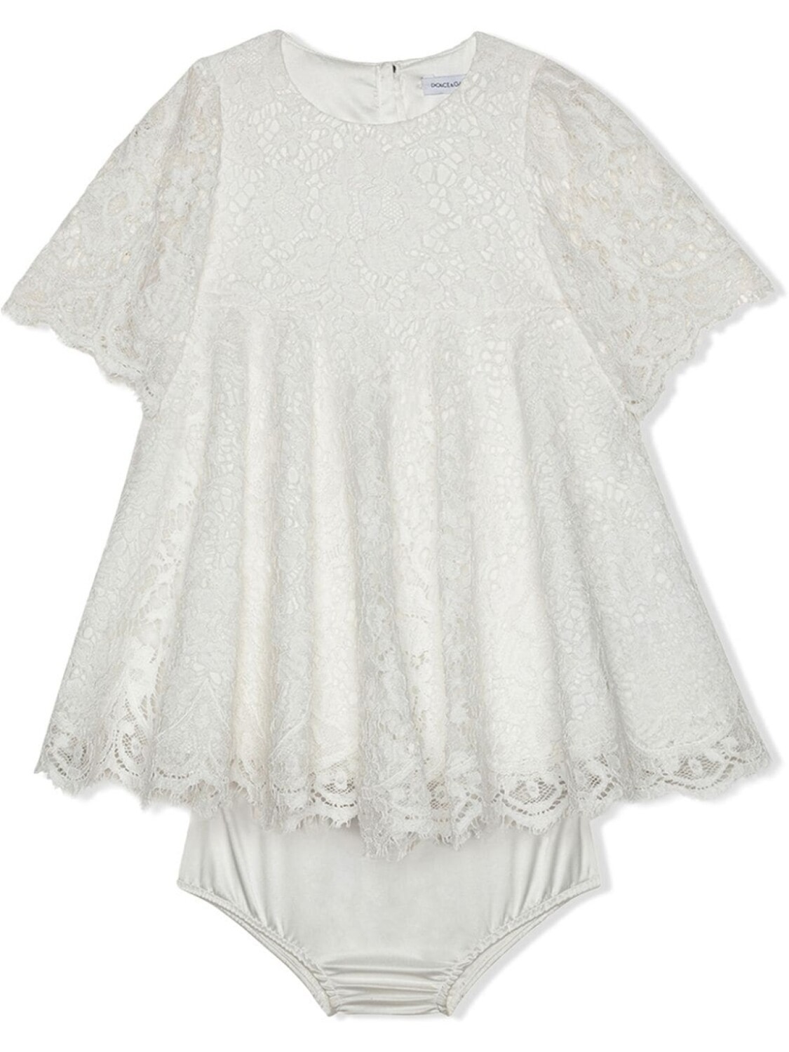 

Dolce & Gabbana Kids кружевное платье с короткими рукавами, белый
