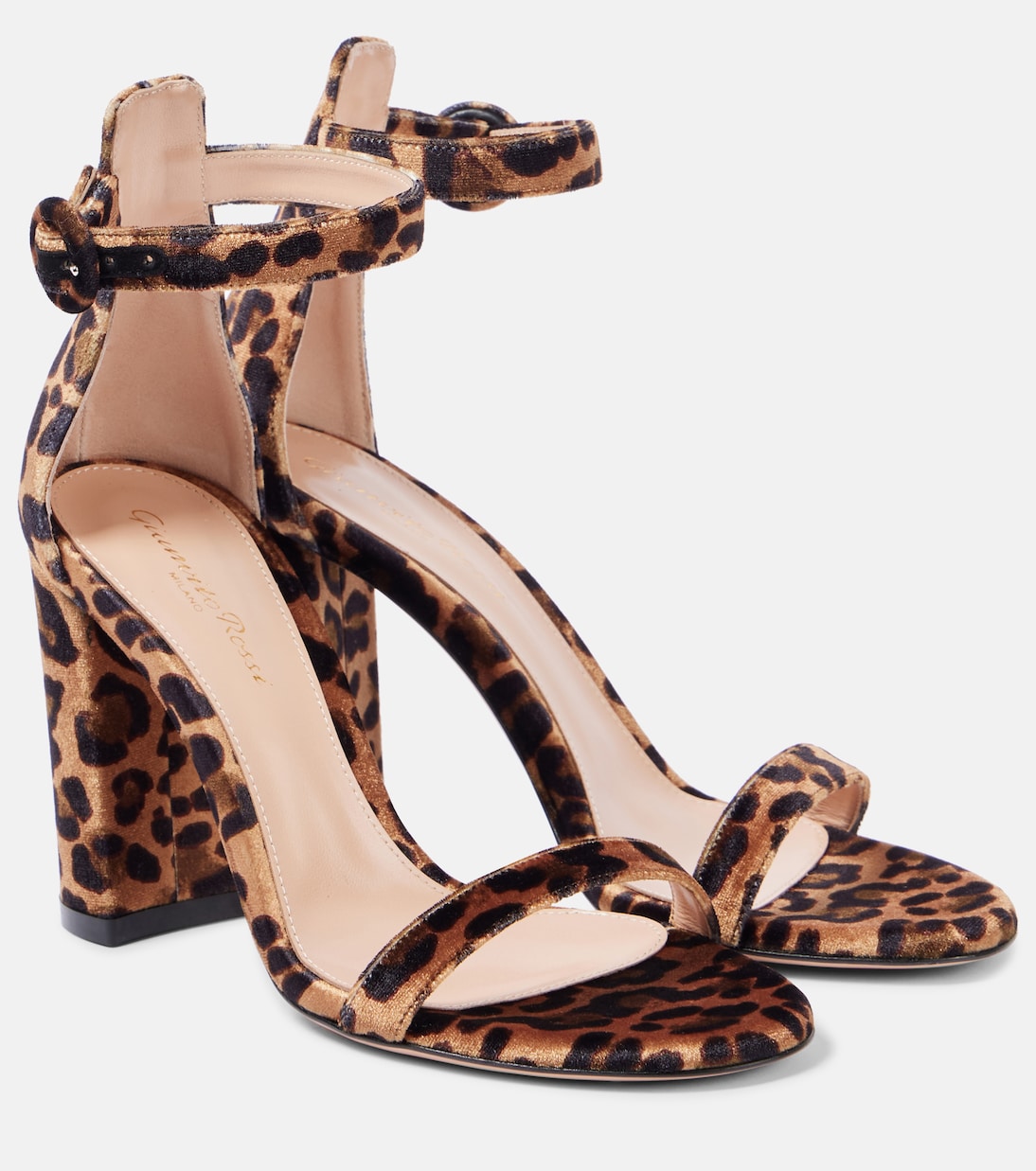 Бархатные сандалии Gaeta 95 с леопардовым принтом Gianvito Rossi, Leopard Print