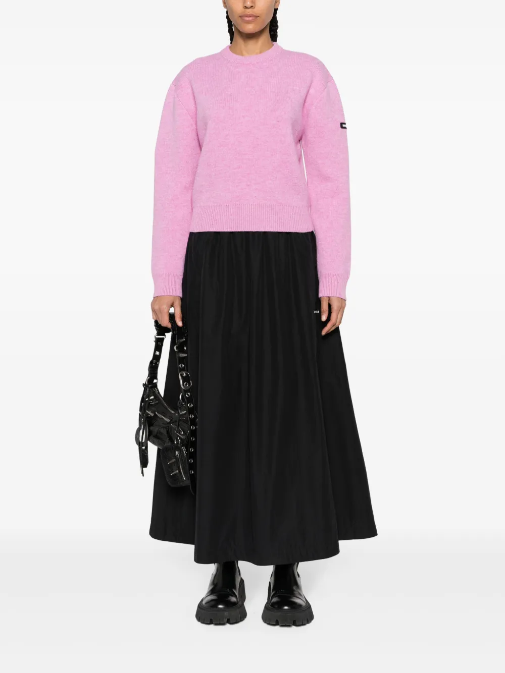Меланжевый джемпер с нашивкой-логотипом BALENCIAGA, розовый — фото 2