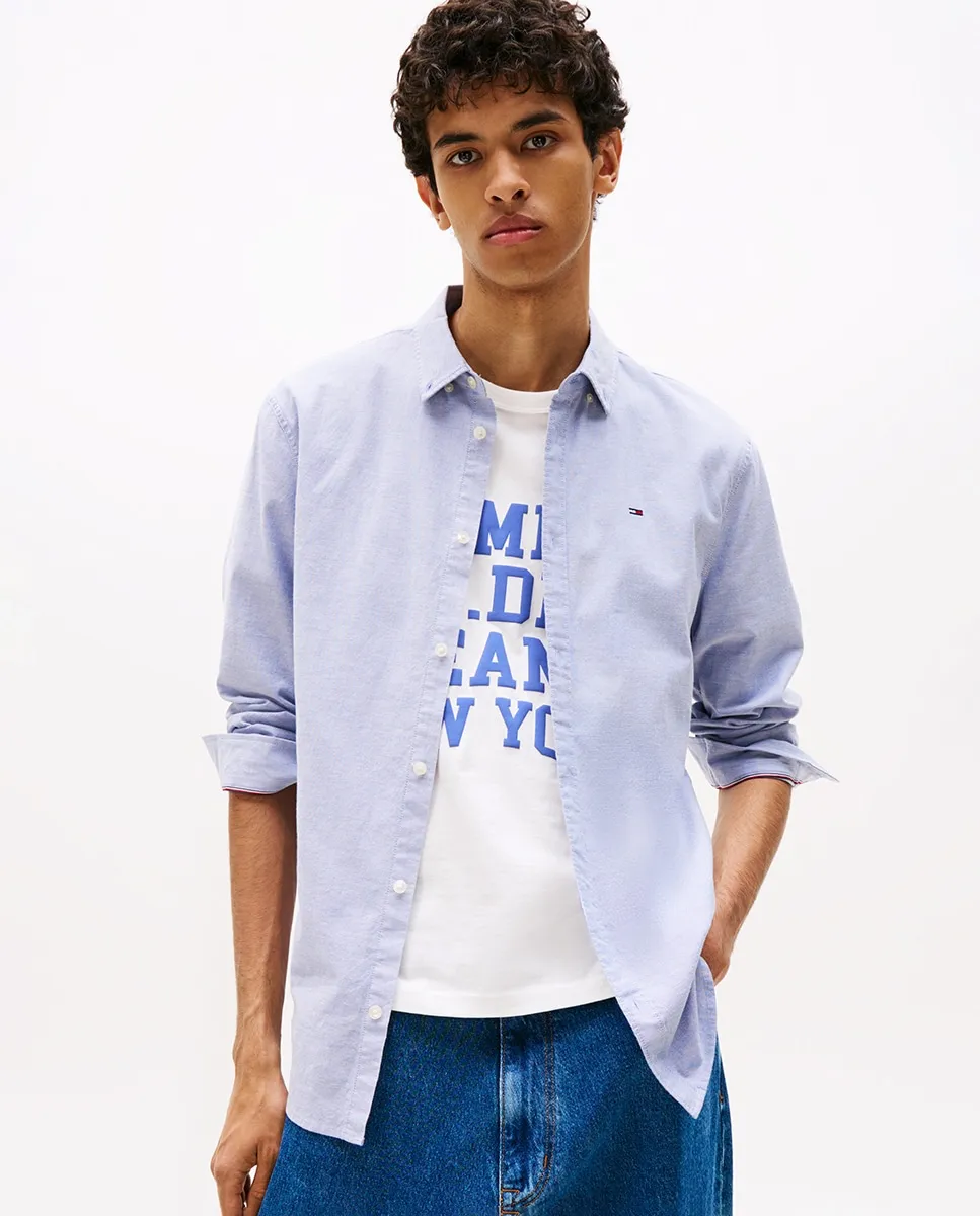 

Мужская рубашка приталенного кроя из ткани Оксфорд Tommy Jeans, синий