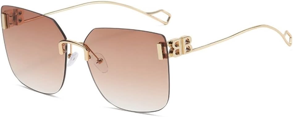 

Женские солнцезащитные очки в металлической оправе, без оправы, овальной формы, с градиентным переходом цвета, винтажный стиль, защита от УФ-излучения UV400 LANGSER, C2