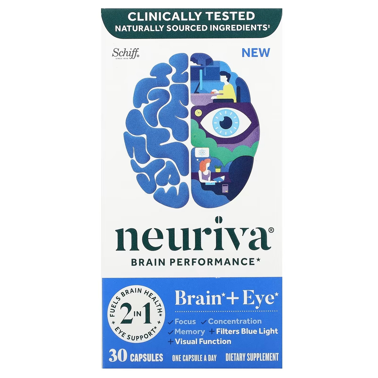 

Мультивитамины Schiff Neuriva Brain Performance, 30 капсул