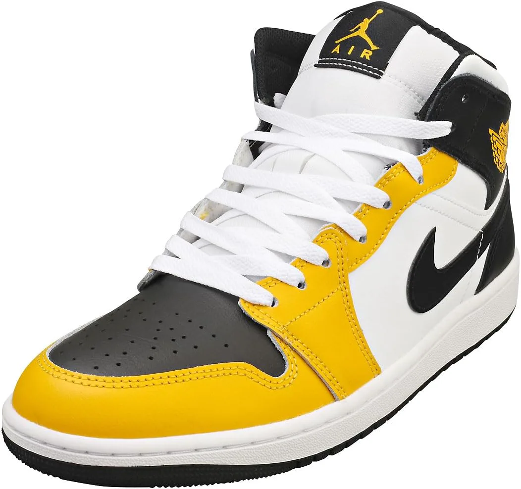 Мужские кроссовки Nike Air Jordan 1 Mid, желтый/белый — фото 3