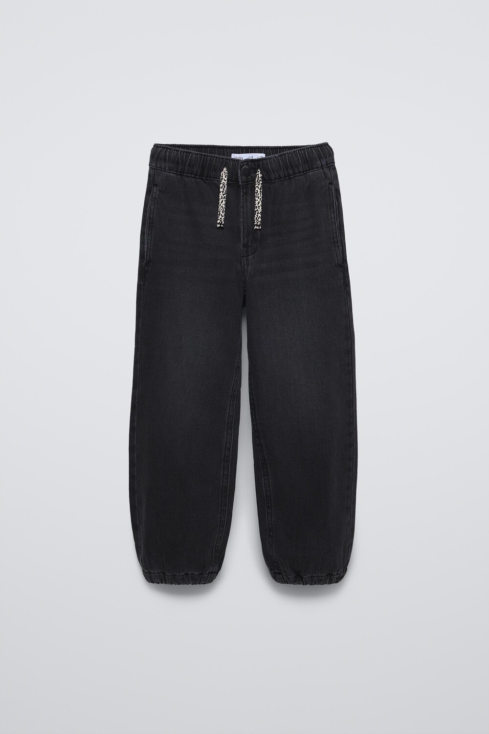 

Джинсы-джоггеры с завязкой ZARA, черный