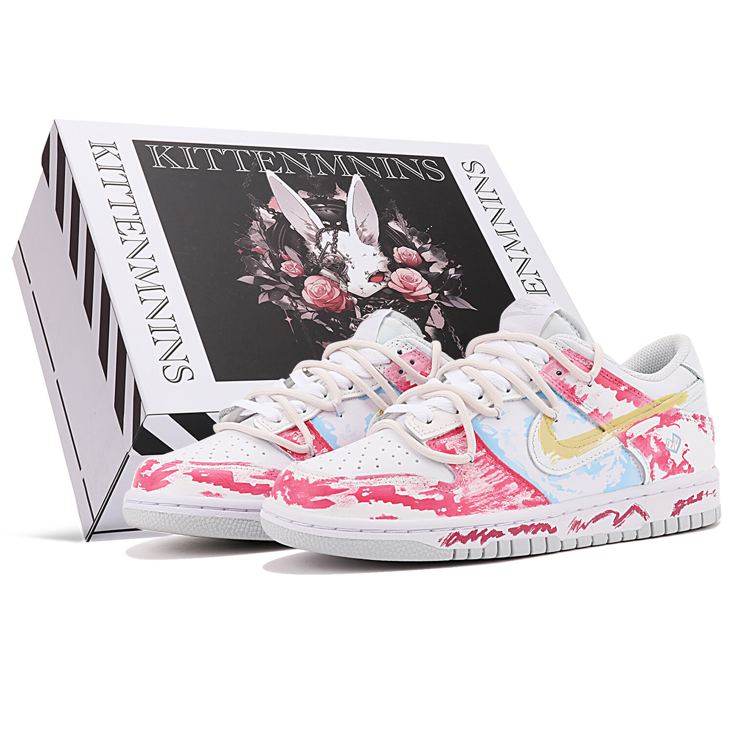 

Кроссовки Nike Dunk Skateboarding Shoes Women's Low-top Pink/Blue, розовый