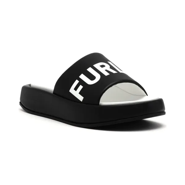 Настоящие тапочки с добавлением кожи. Furla, черный