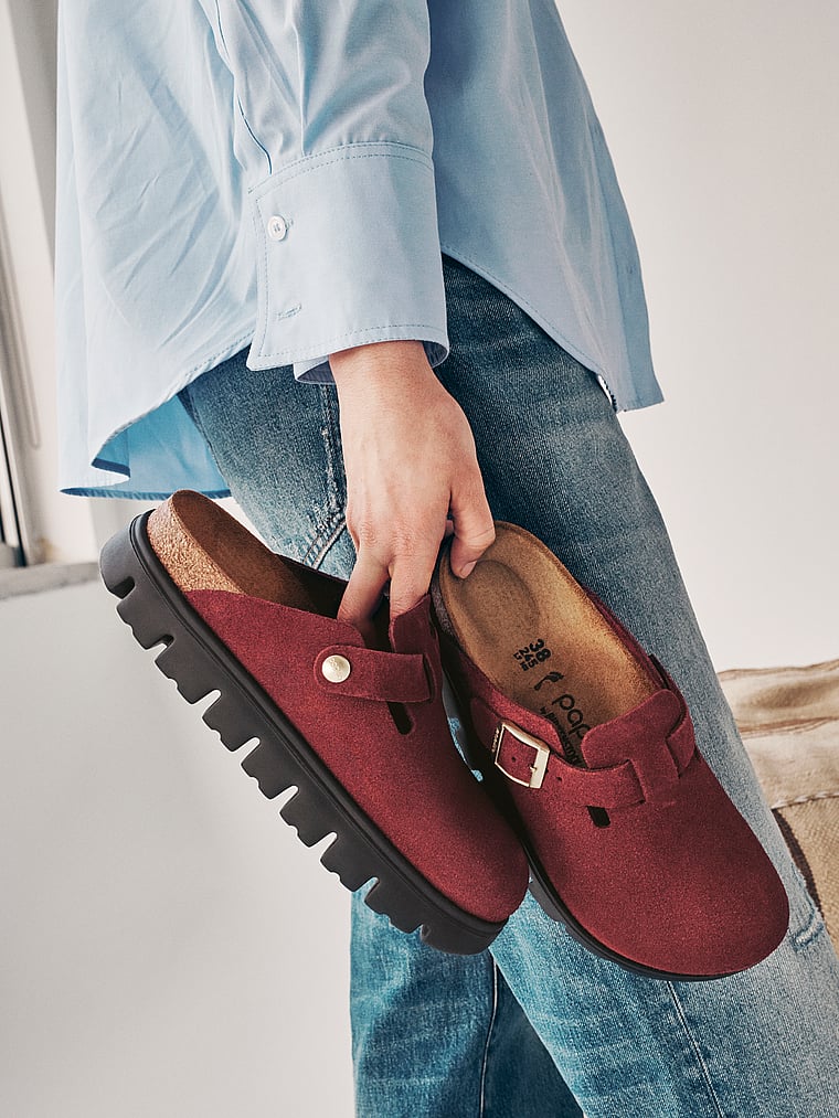 Бостонские массивные сабо Birkenstock, цвет zinfandel suede — фото 4