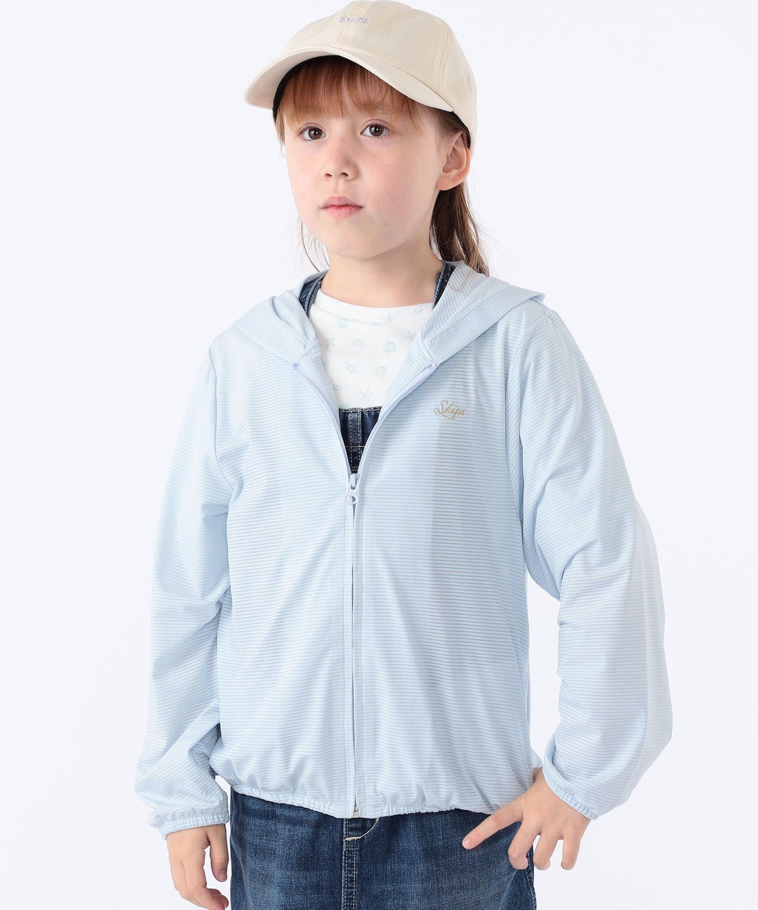 Детская футболка SHIPS KIDS: 100-130 см / С охлаждающим эффектом / Защита от УФ-излучения / Солнцезащитный капюшон, Light blue — фото 2